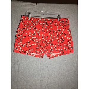 Womens Ana Shorts Twill Short Red Orange Blue Floral Spring Casual Colorful